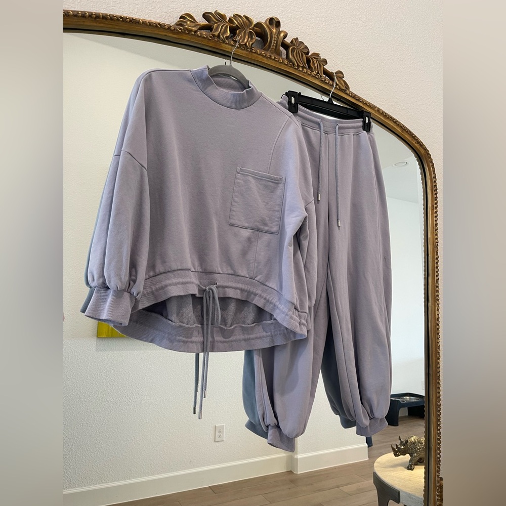 Light Blue Lounge Set with Pocket and Drawstring - Picture 2 of 2